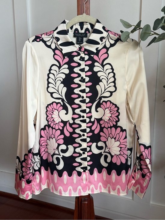 Rachel Zoe Tops - Rachel Zoe Cream, Pink & Black Floral Button-Front Shirt